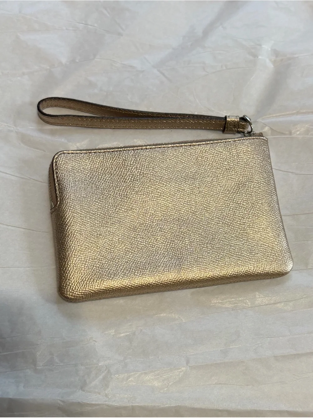 Coach Metallic Gold Pouch Wristlet
